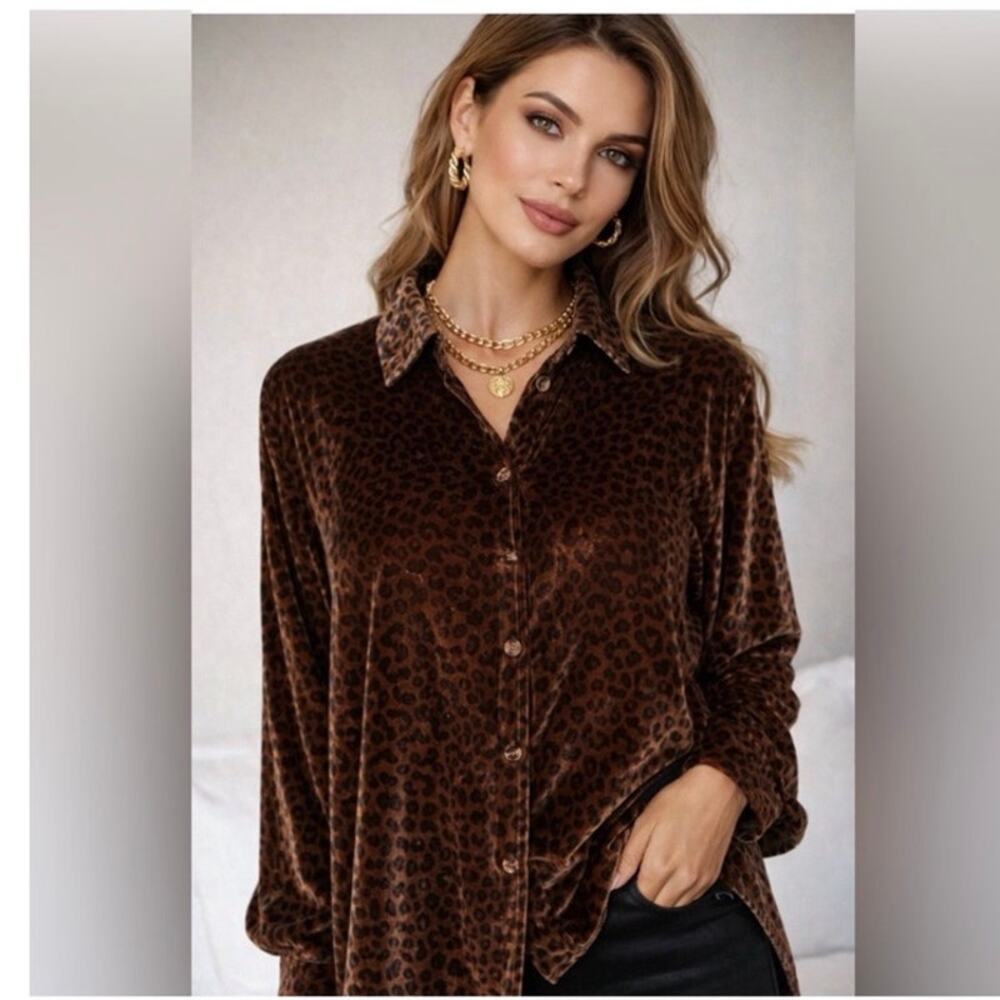$150 NWT Soft Surroundings Icons Silk Velvet Poets Tunic Shirt Leopard Sz XL New